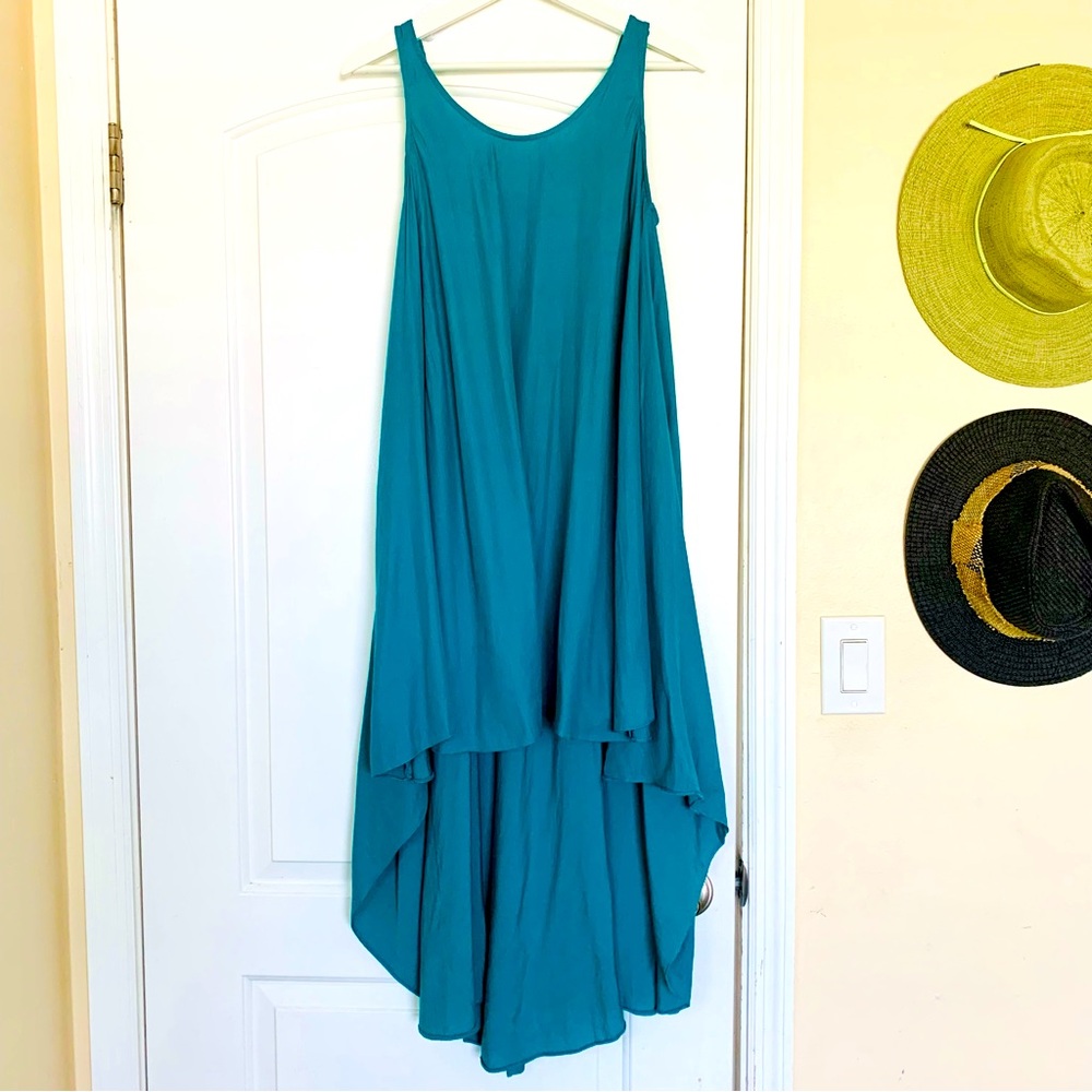 ASOS Women's Green High-Low Flowy Sundress Midi Dress | Size: 10/M